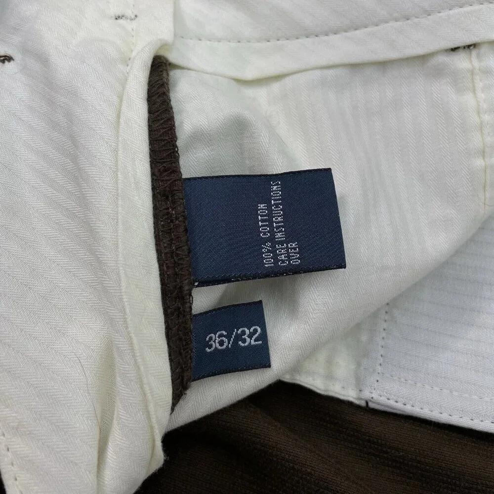 Vintage Polo Ralph Lauren Preston Corduroy Pants Wide Leg Preppy Brown Men 36x27